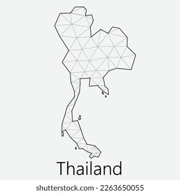 Mapa de Tailandia polígonal baja en vectores. Ilustración del mapa de origami. 