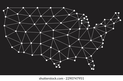 Vector low polygonal United States map. Origami map illustration. 