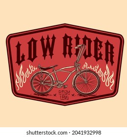 Vector Of Low Rider Bike Vintage Badge Design