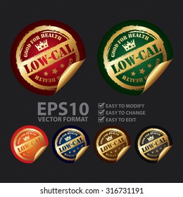 Vector : Low-Cal Good For Health Infographics Peeling Sticker, Label, Icon, Sign or Badge