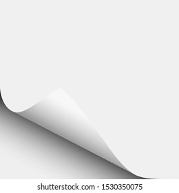 Vector lower left curl of corner of transparent sheet of paper.