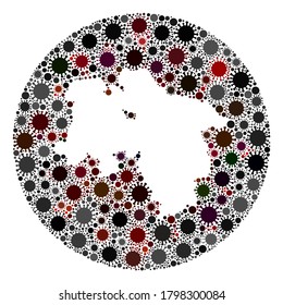 Vektor Niedersachsen Land Karte Sammlung des covid-2019-Virus. Die Infektion greift das Sperrgebiet von außerhalb an. Stencils rund um Niedersachsen Landkarte Collage erstellt mit pathogenen Teilen.