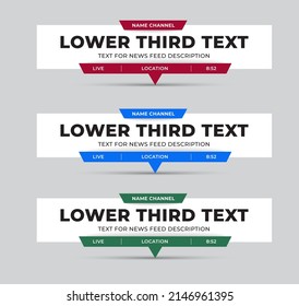 Vector lower third on legs for news information, title, channel name. Illustration for video, media, web, TV channel. Set