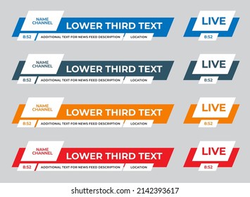 Vector de la tercera parte de la pantalla para títulos y títulos. Plantilla con elementos de diseño diagonal para noticias de última hora, transmisión en vivo y eventos. fuente de noticias