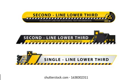 Vector  lower third or television news bar design template with machine theme isolated on white background