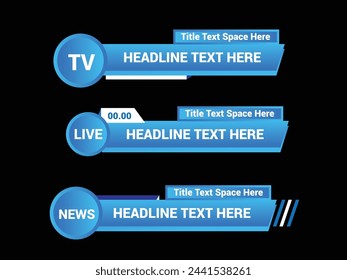 Vector lower third or television news bar design template. Newscast lower third banner vector.