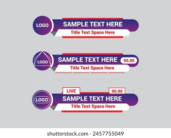 Vector Lower Third for Television News Bar Design Template, Lower Third News and Video Bars Set