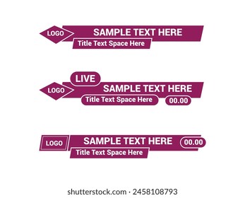 Vector Lower Third for Television News Bar Design Template, Lower Third News and Video Bars Set