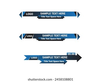 Vector Lower Third for Television News Bar Design Template, Lower Third News and Video Bars Set
