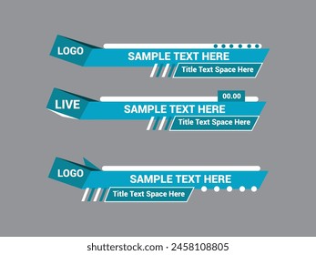 Vector Lower Third for Television News Bar Design Template, Lower Third News and Video Bars Set
