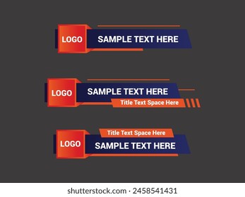 Vector Lower Third for Television News Bar Design Template, Lower Third News and Video Bars Set