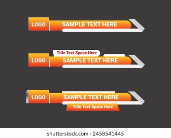 Vector Lower Third for Television News Bar Design Template, Lower Third News and Video Bars Set