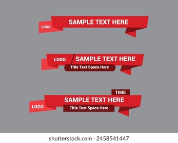 Vector Lower Third for Television News Bar Design Template, Lower Third News and Video Bars Set