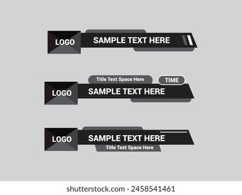 Vector Lower Third for Television News Bar Design Template, Lower Third News and Video Bars Set