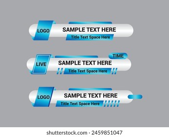 Vector Lower Third for Television News Bar Design Template, Lower Third News and Video Bars Set
