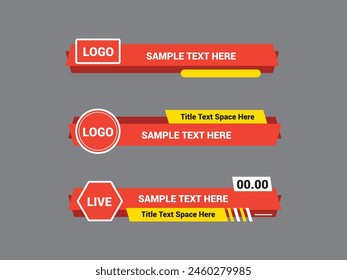 Vector Lower Third for Television News Bar Design Template, Lower Third News and Video Bars Set