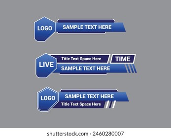 Vector Lower Third for Television News Bar Design Template, Lower Third News and Video Bars Set