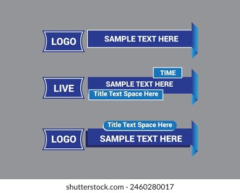 Vector Lower Third for Television News Bar Design Template, Lower Third News and Video Bars Set