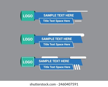 Vector Lower Third for Television News Bar Design Template, Lower Third News and Video Bars Set