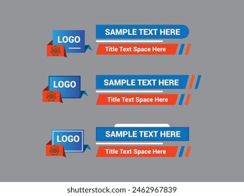Vector Lower Third for Television News Bar Design Template, Lower Third News and Video Bars Set