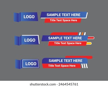 Vector Lower Third for Television News Bar Design Template, Lower Third News and Video Bars Set