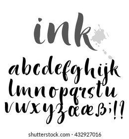 Vector lowercase alphabet. Calligraphic letters on white background.