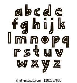 Vector lowercase display bold alphabet with lines inside the letters.