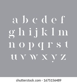 Vector lowercase stencil serif alphabet.