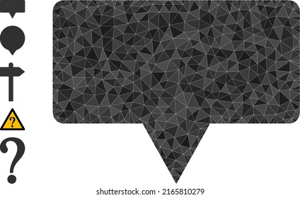 Vector lowpoly banner icon image is combined with randomized filled triangle items. Triangulated banner polygonal icon vector illustration.