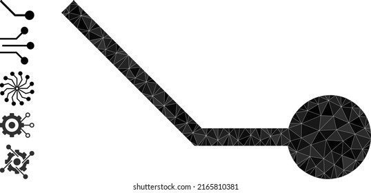 Vector lowpoly circuit link icon image is designed with chaotic filled triangles. Triangle circuit link polygonal icon vector illustration.