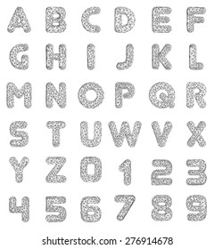 Vector Lowpoly Font leters and numbers. Vector illustration.