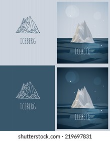 vector low-poly iceberg. poster and logo design. hipster stile