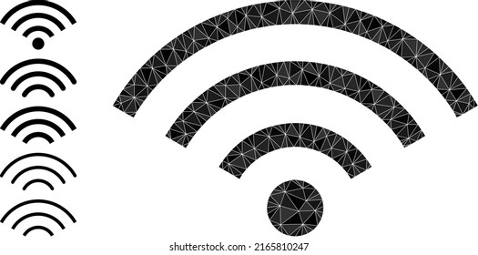 Vector low-poly internet signal icon illustration is designed from random filled triangles. Triangulated internet signal polygonal symbol vector illustration.