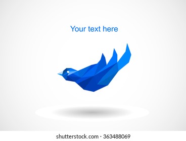 Vector lowpoly logo blue bird. Bird logo. Dove logo. Abstract logo. Vector logo template. Design element.