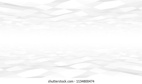Vector low-poly, polygonal background for web. Digital illustration. 3D design template. White and grey colors. Achromatic abstract fond. Horison. White line. Ligh fond. Neutral backdrop. 