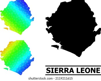 Vector low-poly rainbow colored map of Sierra Leone with diagonal gradient. Triangulated map of Sierra Leone polygonal illustration.