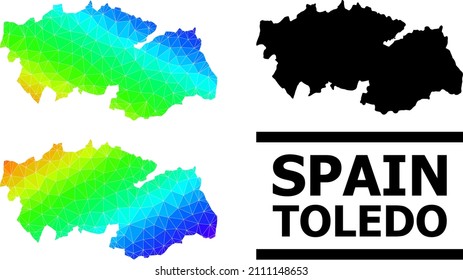 Vector low-poly spectral colored map of Toledo Province with diagonal gradient. Triangulated map of Toledo Province polygonal illustration.