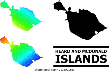 Vector low-poly spectral colored map of Heard and McDonald Islands with diagonal gradient. Triangulated map of Heard and McDonald Islands polygonal illustration.