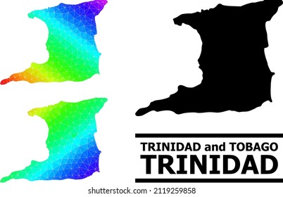 Vector lowpoly spectral colored map of Trinidad Island with diagonal gradient. Triangulated map of Trinidad Island polygonal illustration.