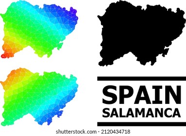 Vector lowpoly spectral colored map of Salamanca Province with diagonal gradient. Triangulated map of Salamanca Province polygonal illustration.