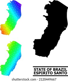 Vector low-poly spectral colored map of Espirito Santo State with diagonal gradient. Triangulated map of Espirito Santo State polygonal illustration.