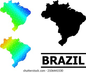 Vector lowpoly spectrum colored map of Brazil with diagonal gradient. Triangulated map of Brazil polygonal illustration.