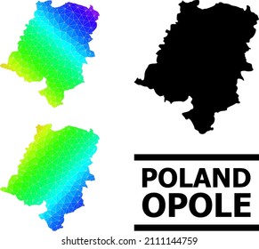 Vector lowpoly spectrum colored map of Opole Province with diagonal gradient. Triangulated map of Opole Province polygonal illustration.