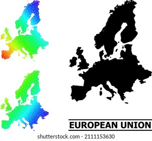 Vector low-poly spectrum colored map of Euro Union with diagonal gradient. Triangulated map of Euro Union polygonal illustration.
