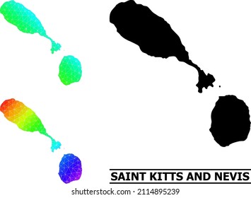 Mapa de San Cristóbal y Nieves con gradiente diagonal en el espectro vectorial de bajo espectro polaco. Mapa triangular de la ilustración poligonal de Saint Kitts y Nevis.