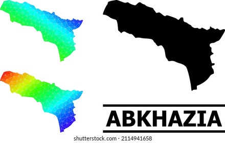 Vector lowpoly spectrum colored map of Abkhazia with diagonal gradient. Triangulated map of Abkhazia polygonal illustration.