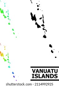 Vector lowpoly spectrum colored map of Vanuatu Islands with diagonal gradient. Triangulated map of Vanuatu Islands polygonal illustration.