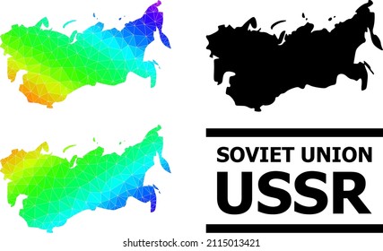 Vector lowpoly spectrum colored map of USSR with diagonal gradient. Triangulated map of USSR polygonal illustration.