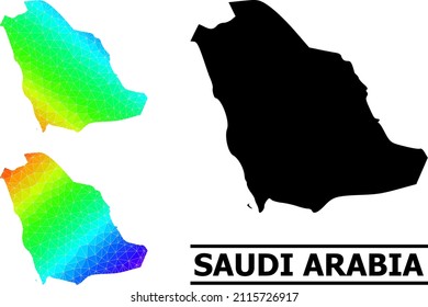Vector low-poly spectrum colored map of Saudi Arabia with diagonal gradient. Triangulated map of Saudi Arabia polygonal illustration.