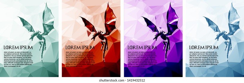 Vector low-poly style dragon design. Easy to change the colors and blending mode.